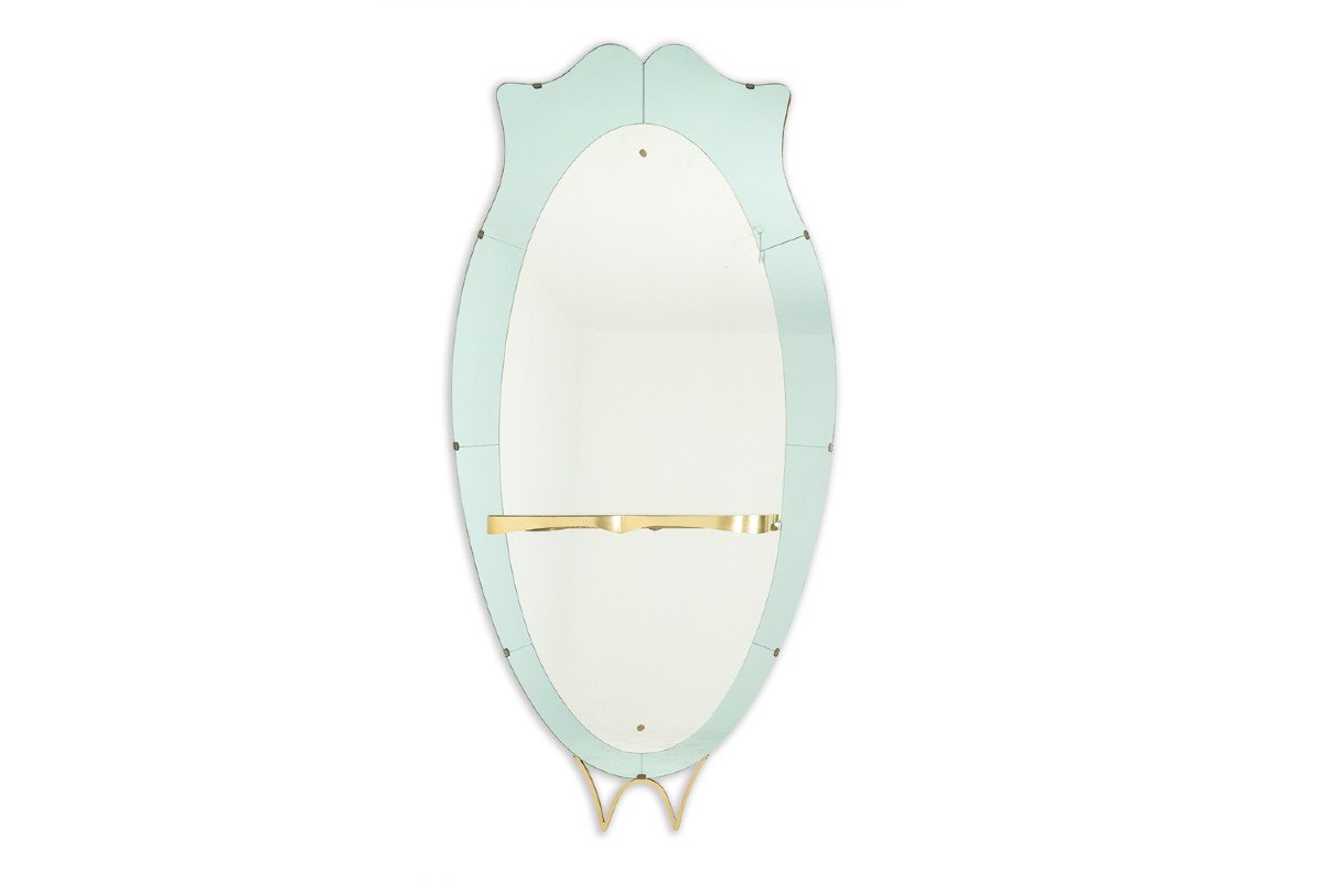 Console Mirror In Two-tone Glass And Gilded Brass. Circa 1950. Ls60431154j