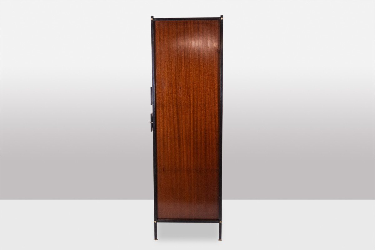 Pair Of Cabinets In Mahogany Veneer And Black Lacquered Iron. 1950s. Ls60702559u-photo-2