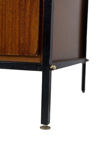 Pair Of Cabinets In Mahogany Veneer And Black Lacquered Iron. 1950s. Ls60702559u-photo-6