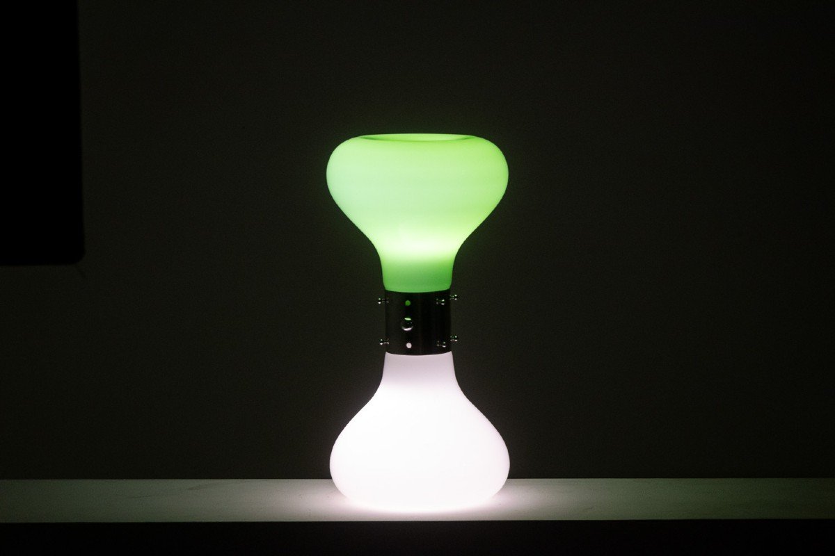 Carlo Nason. White And Green Glass Lamp. 1970s Ls6076736t-photo-3