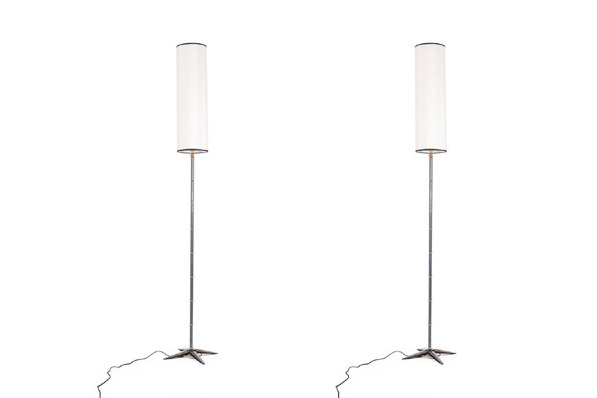 Jacques Adnet. Paire De Lampadaires En Bronze. Années 1950. Ls60961608i