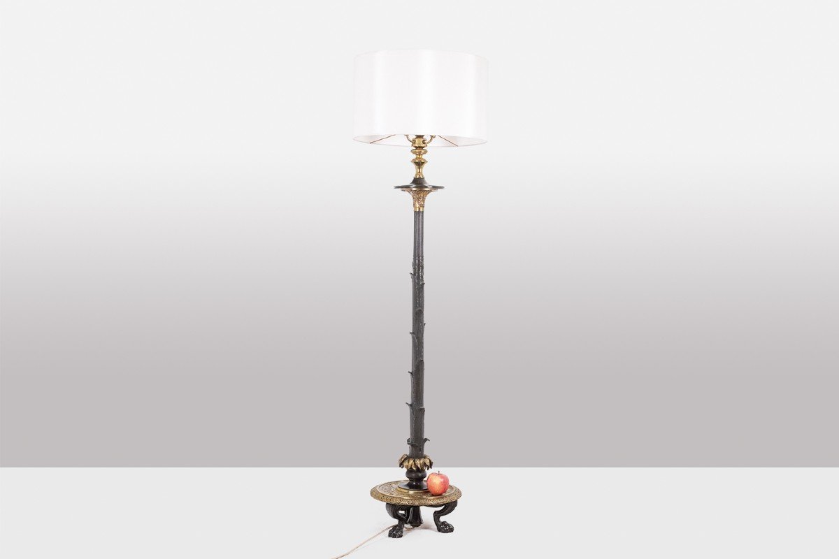 Restoration Style Floor Lamp In Bronze With Two Patinas. Circa 1900. Ls6115817y-photo-2