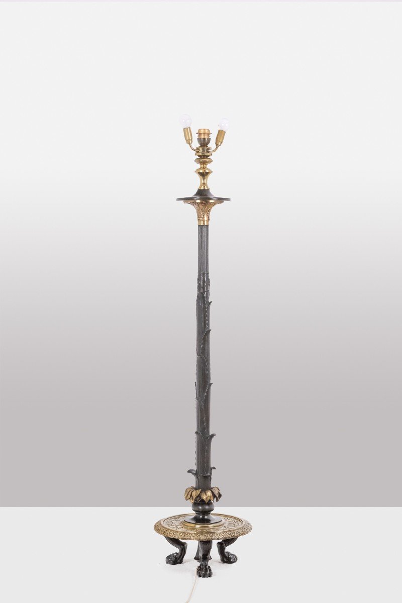 Restoration Style Floor Lamp In Bronze With Two Patinas. Circa 1900. Ls6115817y-photo-4