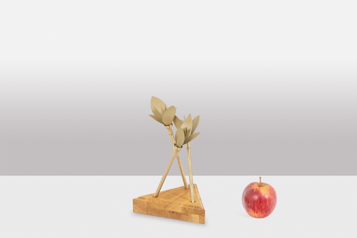 Napkin Holder In Matt Gold Brass With Its Wooden Base. Contemporary. Ls5957309m-photo-4