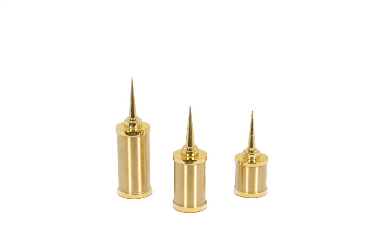 Set Of 3 Gilded Brass Candlesticks. Artisan Work. Ls5959143t