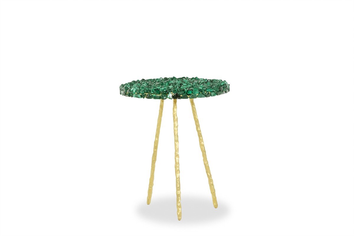 Malachite And Gilded Steel Pedestal Table. Contemporary Work. Ls59992168j