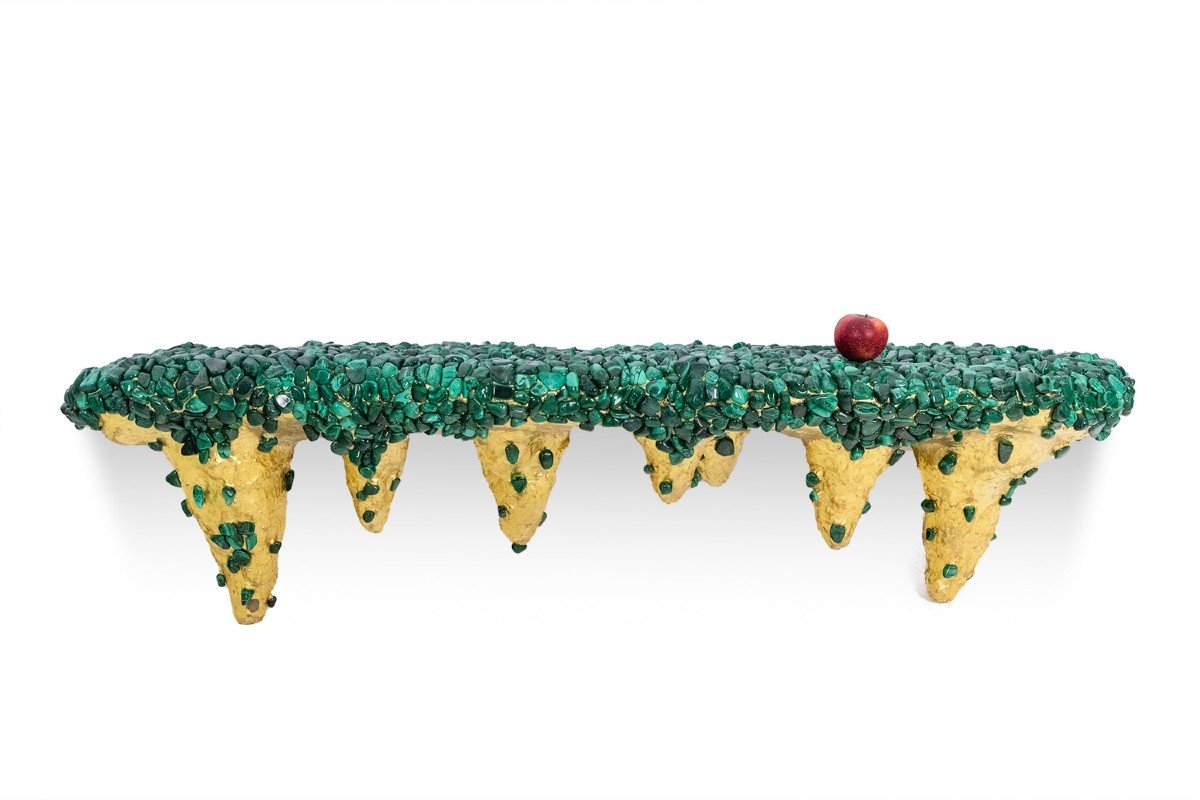 Malachite Console Decorated With Stalactites. Contemporary Work.  Ls60027805g-photo-2