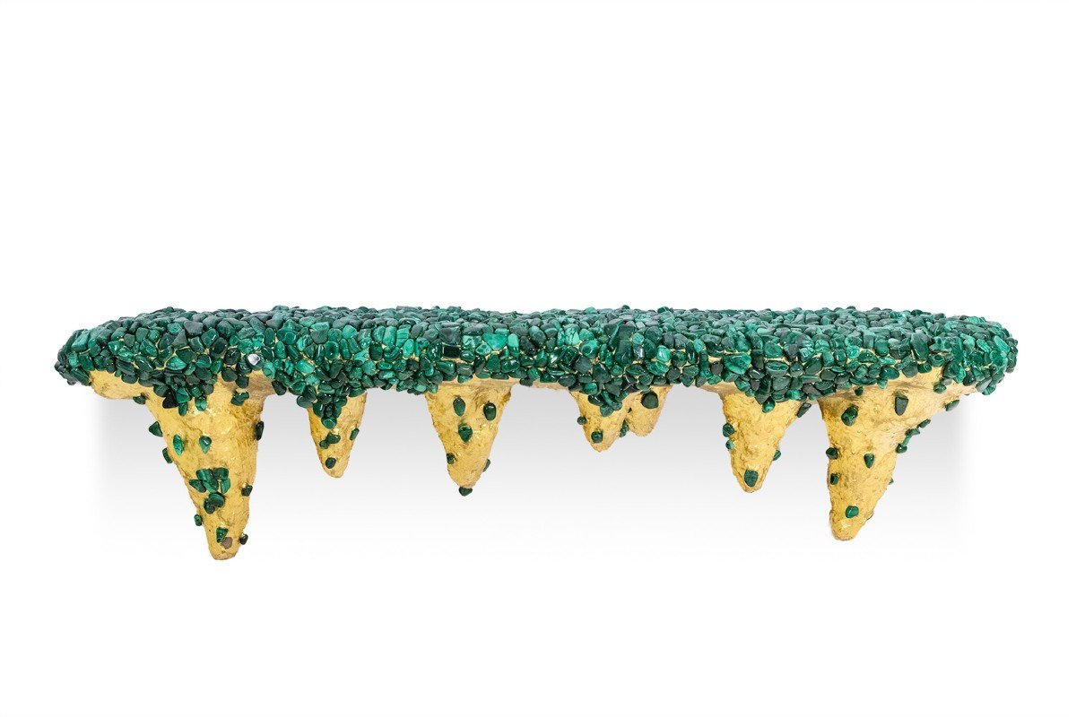 Malachite Console Decorated With Stalactites. Contemporary Work.  Ls60027805g