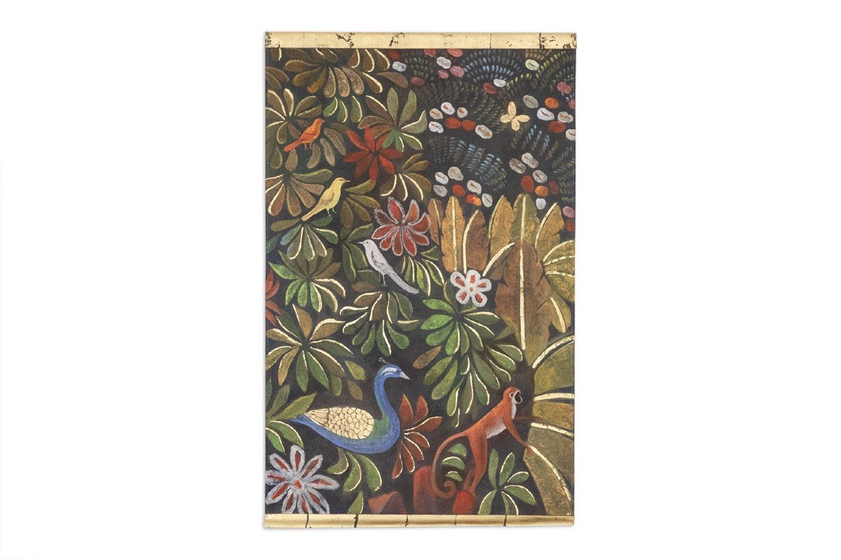 Painted Canvas Representing Animals On A Floral Background. Contemporary. Ls6131675y