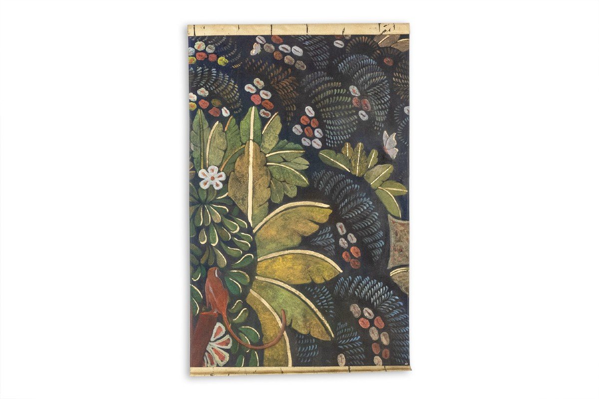 Painted Canvas Representing A Marmoset On A Floral Background. Contemporary. Ls6132675y