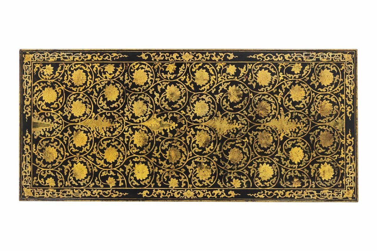 Lacquer Coffee Table Enhanced With Floral Motifs. Circa 1900. Ls6207355g-photo-1