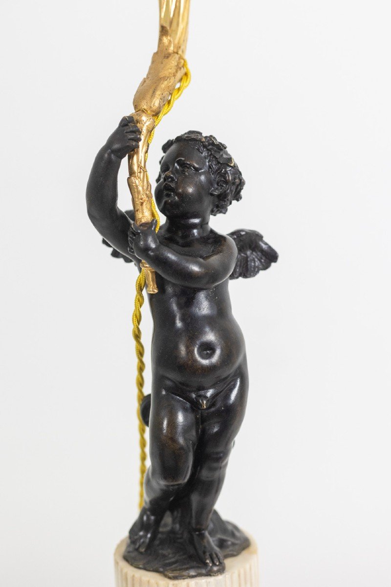 Bronze Lamp Representing A Putti, Marble Base. Circa 1880. Ls60321009g-photo-1