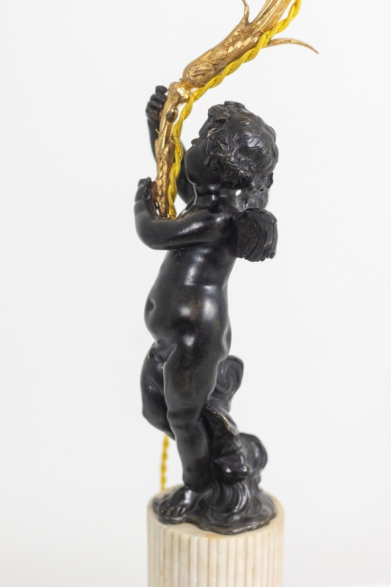 Bronze Lamp Representing A Putti, Marble Base. Circa 1880. Ls60321009g-photo-3