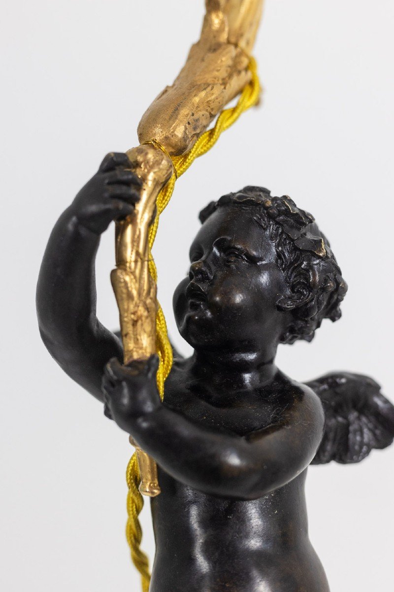 Bronze Lamp Representing A Putti, Marble Base. Circa 1880. Ls60321009g-photo-6