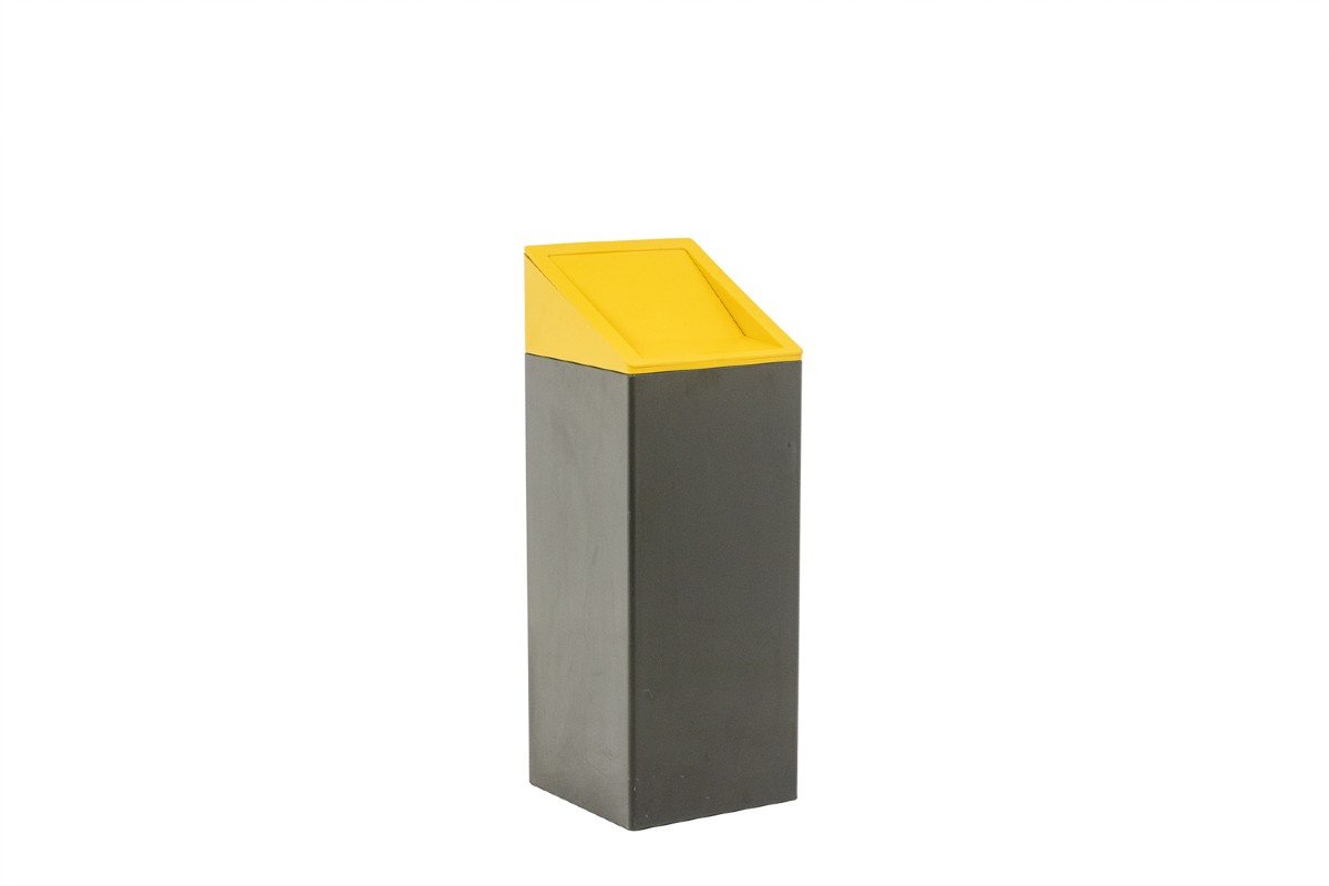 Kartell. Gray And Yellow Design Trash Can. 1970s. Ls5254159p