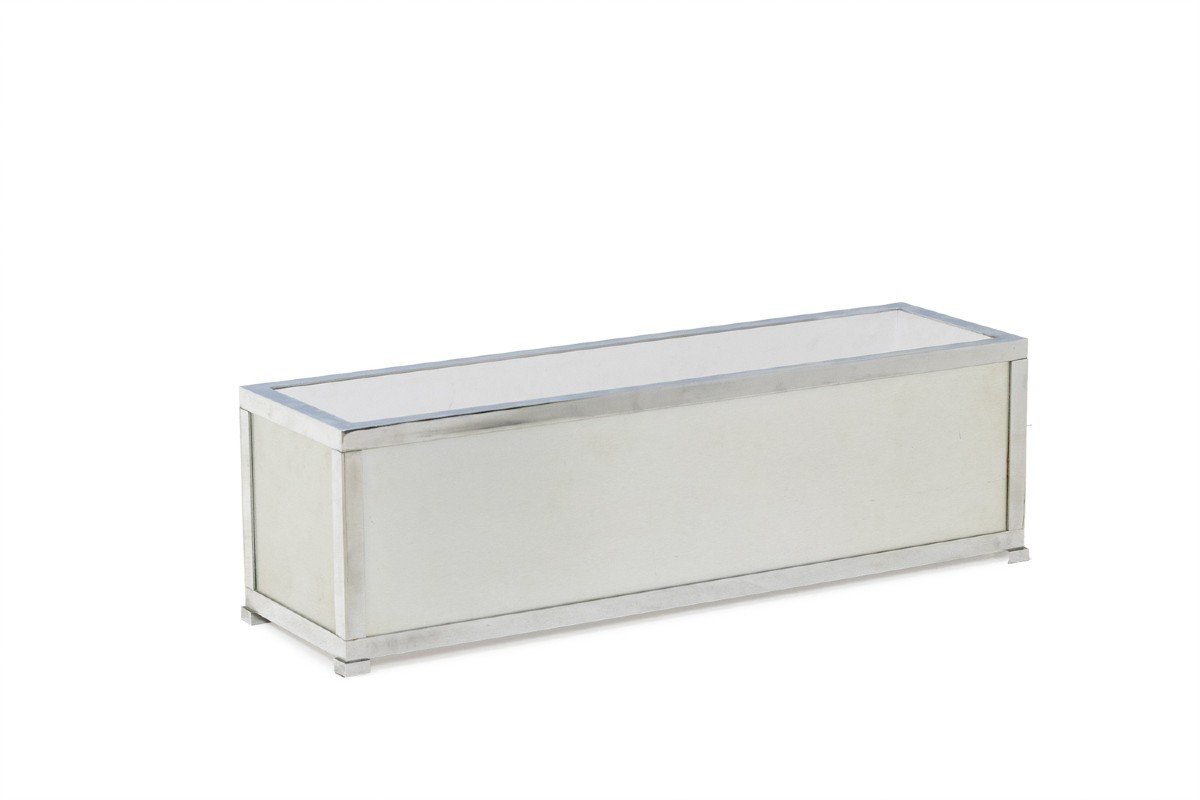 Maison Jansen. Brushed Aluminum And Metal Planter. 1970s. Ls6167609u