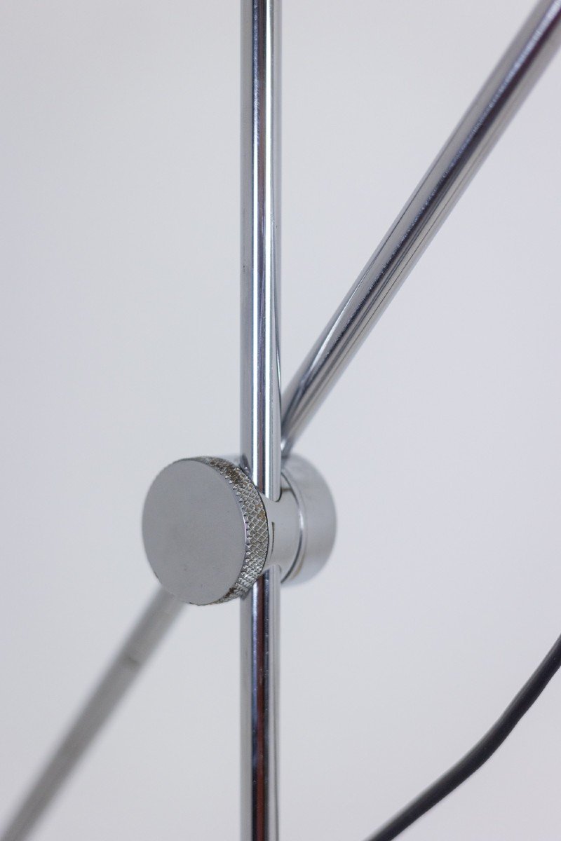 Maison Jansen. Polished And Brushed Metal Floor Lamp. 1970s. Ls6178189a-photo-4