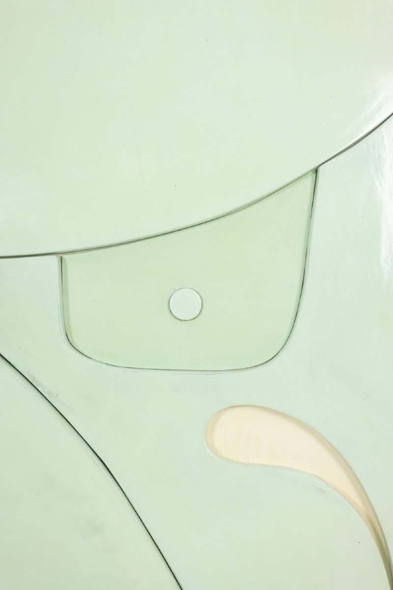 Sculpted Panel In Celadon-colored Lacquer. Contemporary. Ls61863368p-photo-4