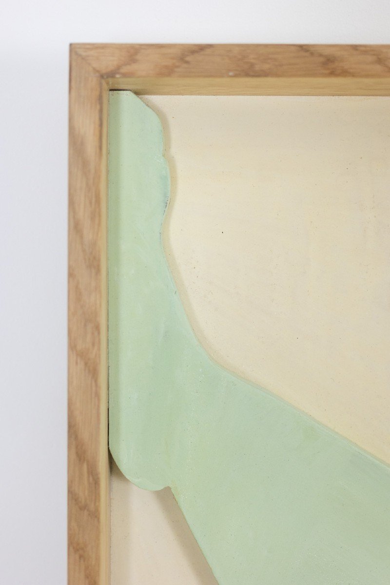 Sculpted Panel In Celadon-colored Lacquer. Contemporary. Ls61863368p-photo-2