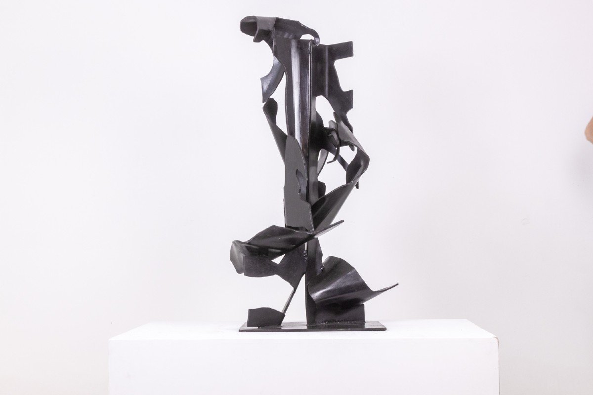 Jean Campa. Vertical Sculpture In Patinated Metal. 1980s. Ls62151309p-photo-4