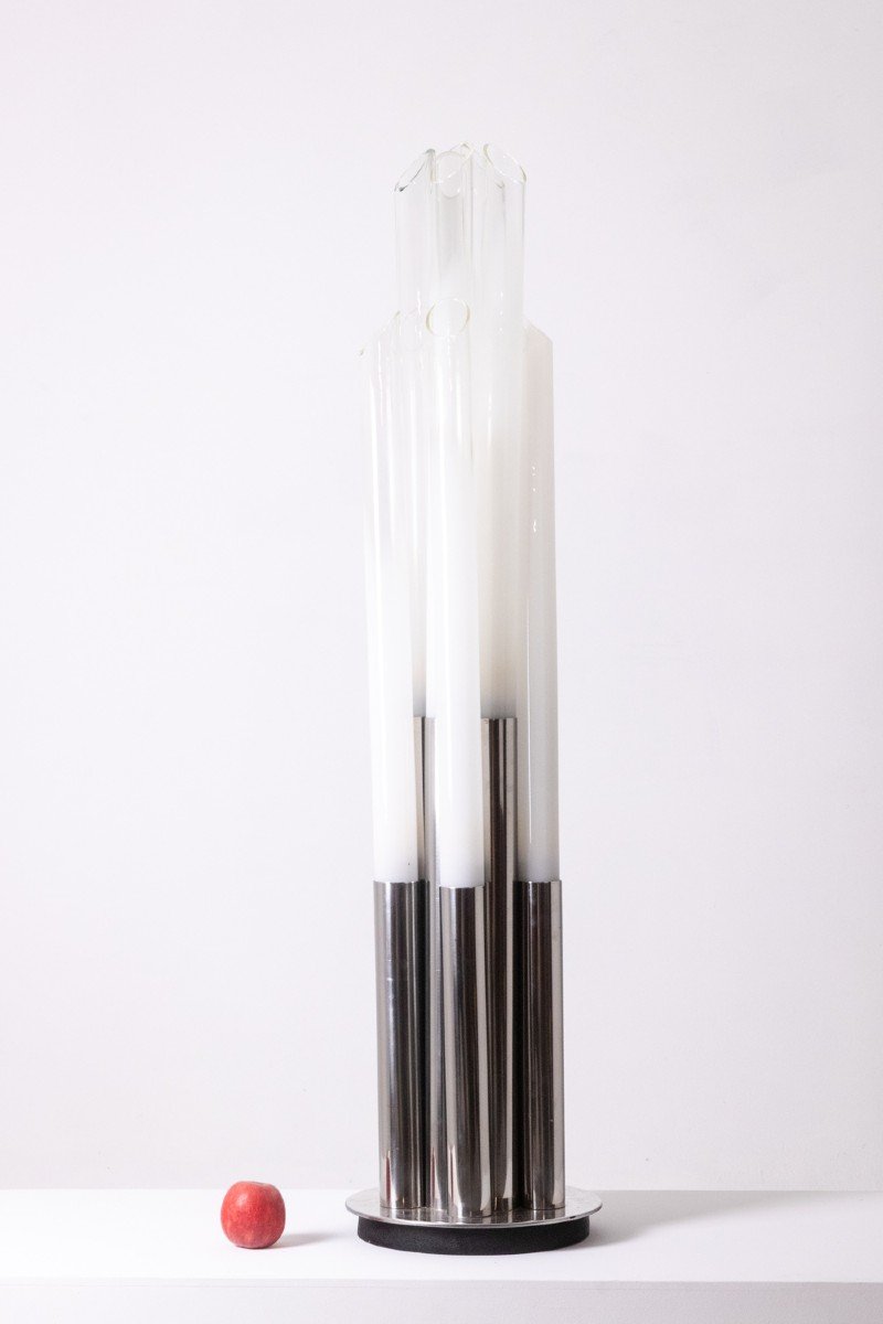 “organ” Floor Lamp Or Floor Lamp In Opalescent Glass. Circa 1970. Ls6363889f-photo-2