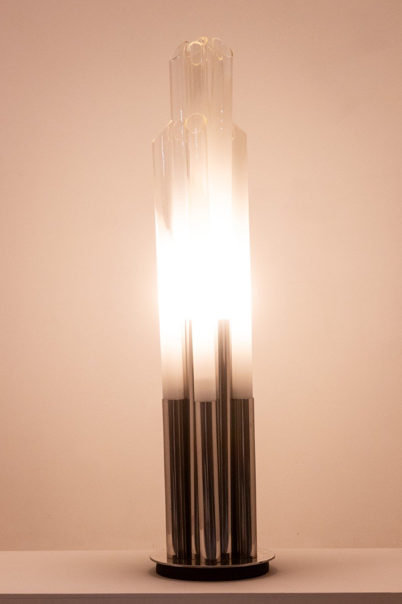 “organ” Floor Lamp Or Floor Lamp In Opalescent Glass. Circa 1970. Ls6363889f-photo-3