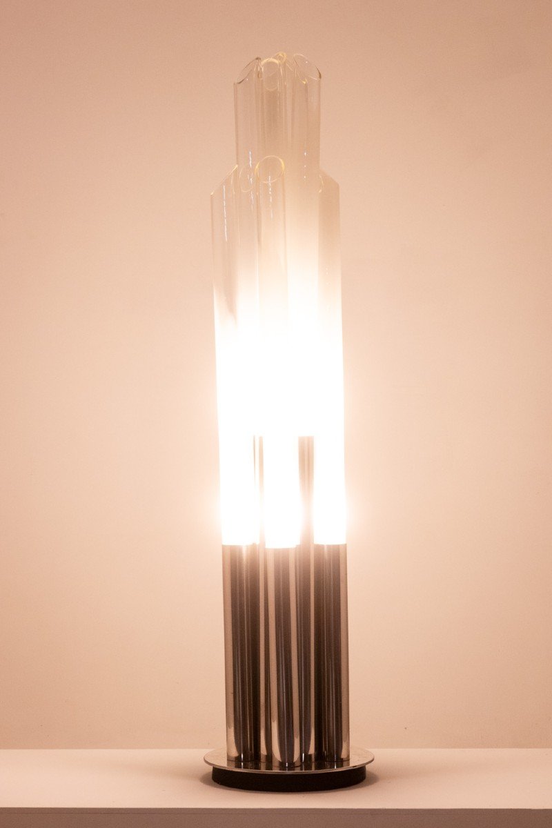 “organ” Floor Lamp Or Floor Lamp In Opalescent Glass. Circa 1970. Ls6363889f-photo-1