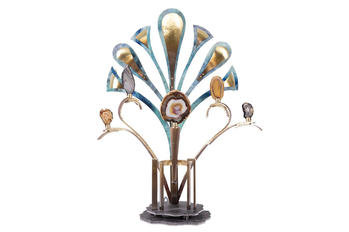 Lampe-sculpture Avec Des Agates. Travail D’artisan D’art. Ls63804009m