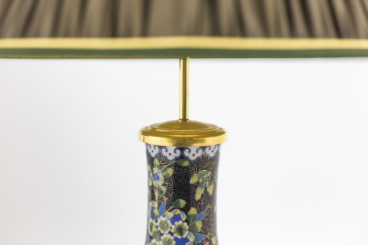 Pair Of Lamps In Black Cloisonné Enamel And Gilt Bronze, Circa 1880 - Ls37131001-photo-2