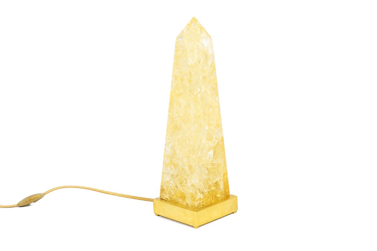 Pierre Giraudon, Obelisk Lamp In Fractal Resin, 1970’s - Ls3704301