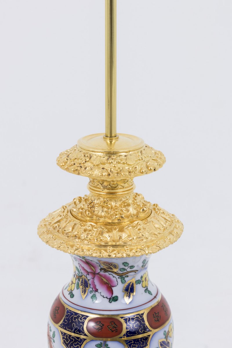 Paire De Lampes En Porcelaine Valentine Et Bronze Doré, Circa 1880 - Ls41221171-photo-3