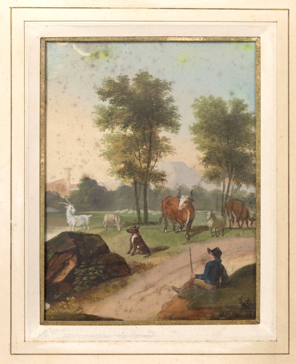 Gouache On Paper, Pastoral Scene, Circa 1880 - Op152101-photo-2