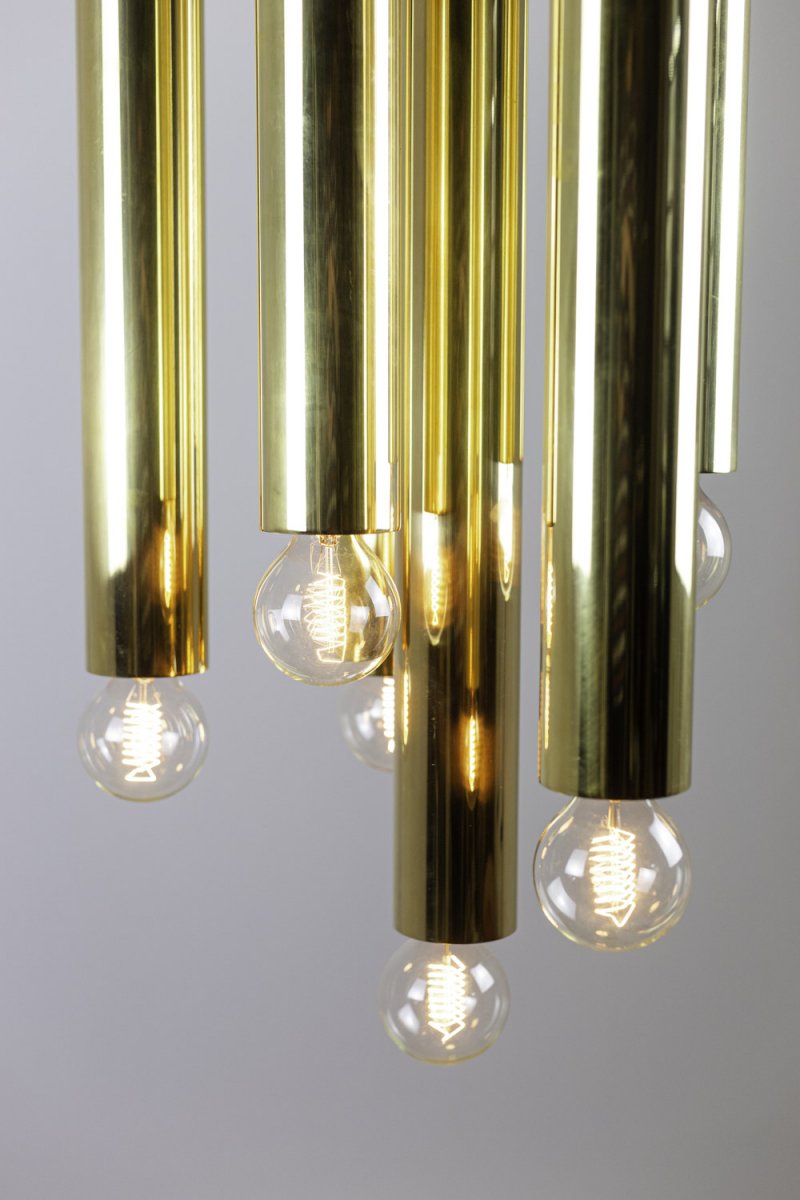 Maison Raak, Chandelier With 7 Lights In Gilt Brass, 1970’s- Ls39871601-photo-2