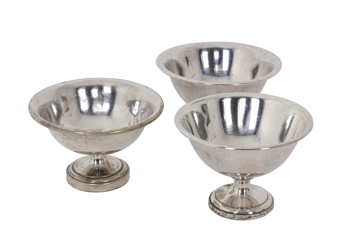 Trois Coupes En Métal Argenté, époque 1950 - Ls4347181