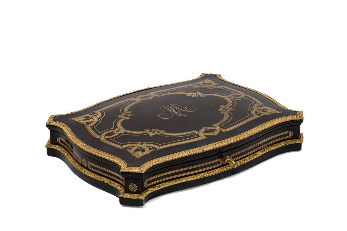 Coffret à Jeux En Bois Et Laiton Doré, époque Napoléon III - Ls4369616-photo-2