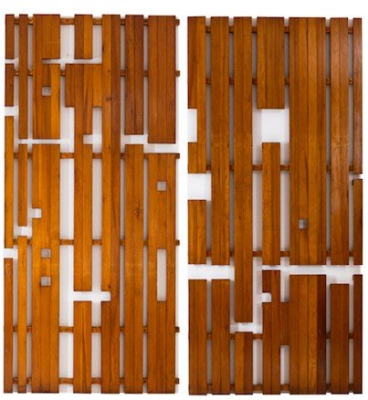 Pair Of Pitch Pine And White Lacquer Panels, 1950s - Ls40622463