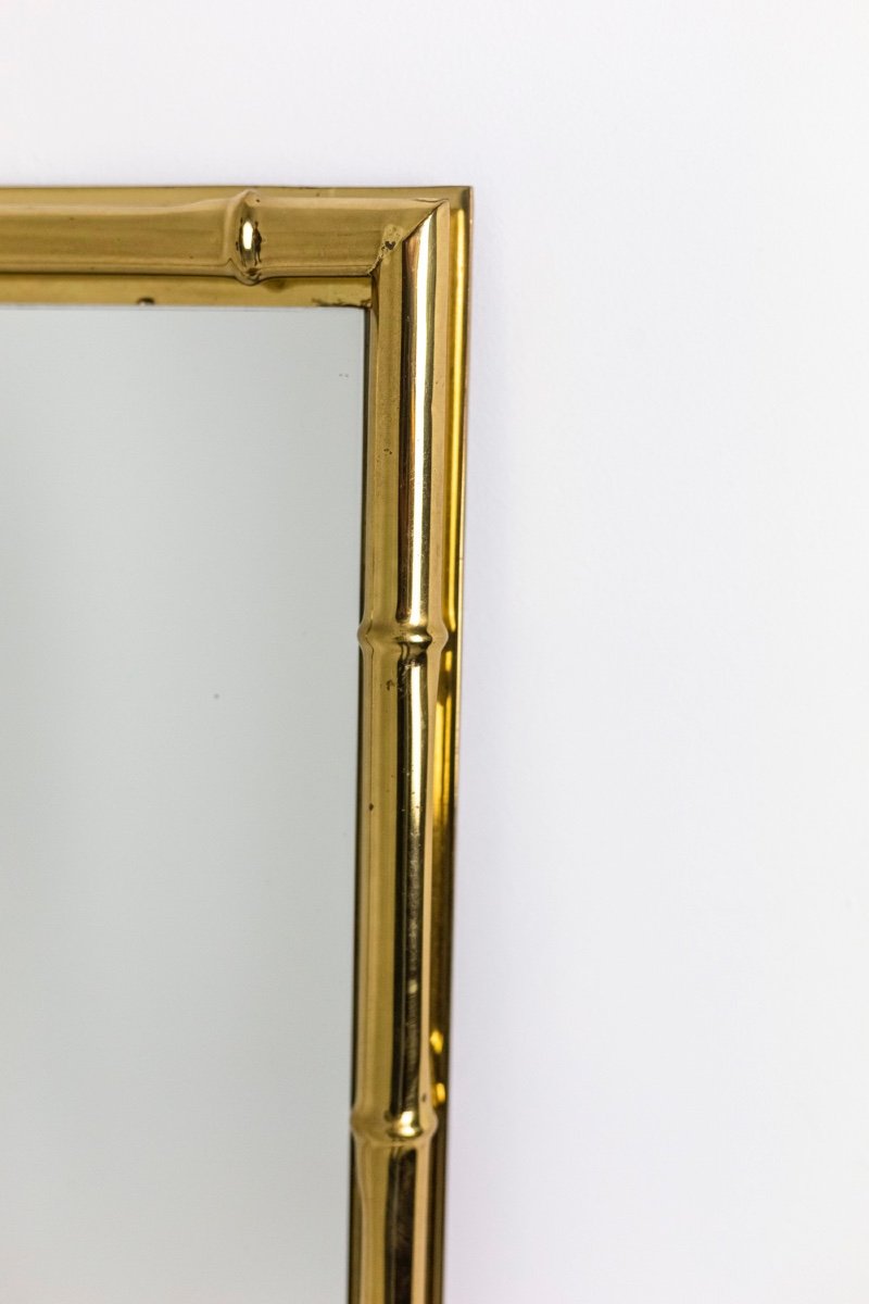 Rectangular Mirror In Golden Brass, 1970s-photo-3