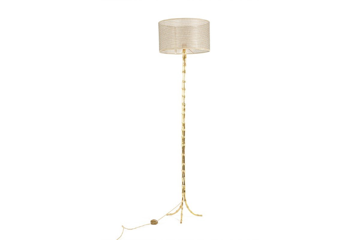 Maison Baguès, Tripod Floor Lamp Imitating Bamboo In Gilt Bronze, 1970s, Ls4545741.