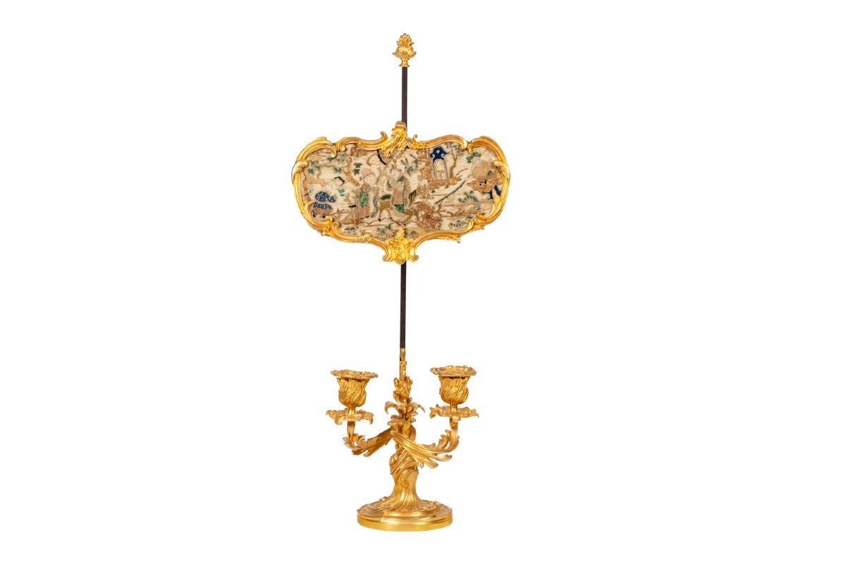 Lampe à écran De Style Rocaille En Bronze Doré, Circa 1880, LS51961651A