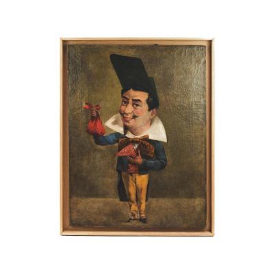 Armand Désiré Gautier, Caricature Oil On Canvas, Late 19th Century - Ls3574561