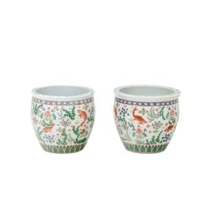 Pair Of Canton Porcelain Planters, Circa 1950, Ls5466708b