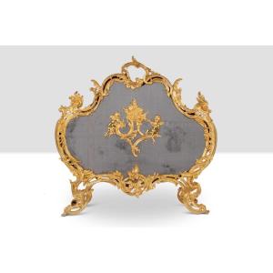 Pare-feu En Bronze Doré De Style Louis XV. Circa 1880.