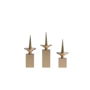 Set Of 3 Candlesticks In Gilt Brass. Contemporary Work. Ls5958172t