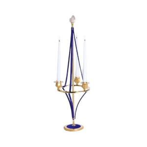 Candlestick In Golden Brass And Velvet. Contemporary Work. Ls59441457y