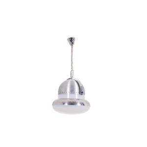 Industrial Style Pendant Light In Brushed And Opaline Metal. 1970s.