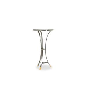 “canabas” Pedestal Table In Patinated Leather, Steel, And Gilded Brass. Contemporaryls59502209h