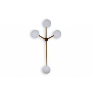 Angelo Lelli. Applique, Ou Suspension, En Laiton Et Opaline. Contemporain. Ls52051089i