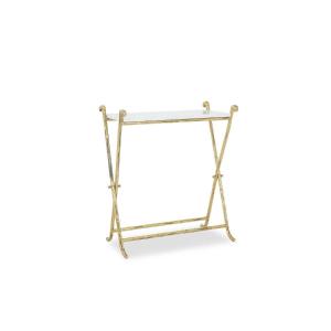 Jansen. Console In Gilded Brass And White Marble. 1970s.