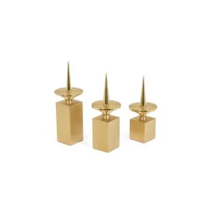 Set Of 3 Gilded Brass Candlesticks. Contemporary Work. Ls5958172t