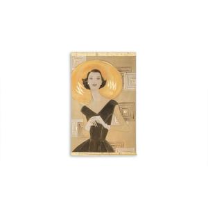 Painted Canvas Representing An Elegant Woman From The 1950s. Contemporary. Ls6134675t